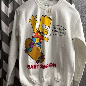 The Simpsons BART Simpson Aeropostle white long sleeve sweat shirt NWT SMALL